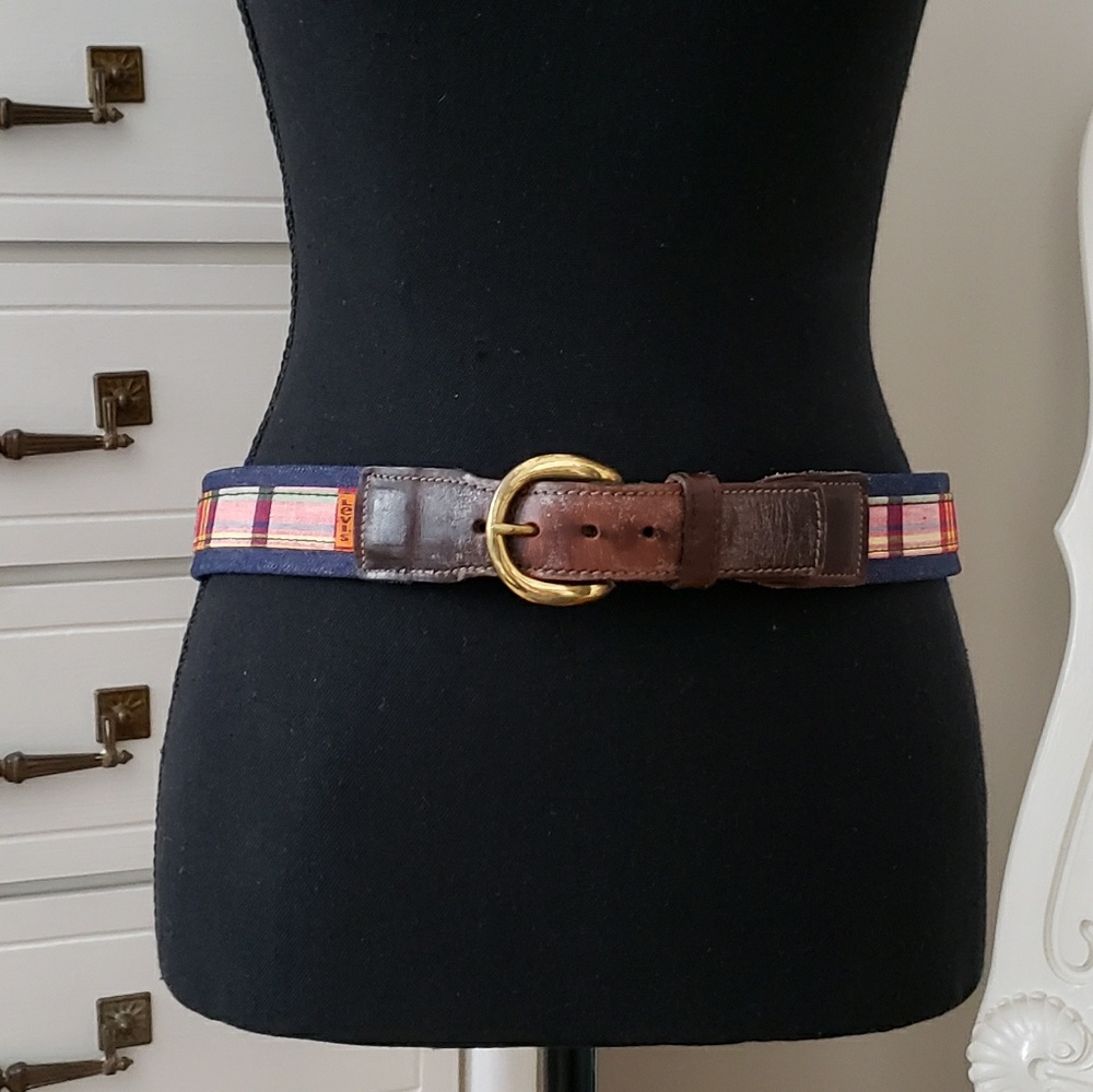 70s vtg Levi's denim and plaid belt